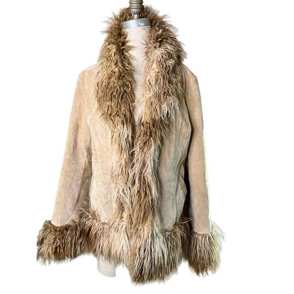 Vintage Y2K Charlotte Russe Genuine Leather Penny Lane Shearling Jacket … - Picture 1 of 6